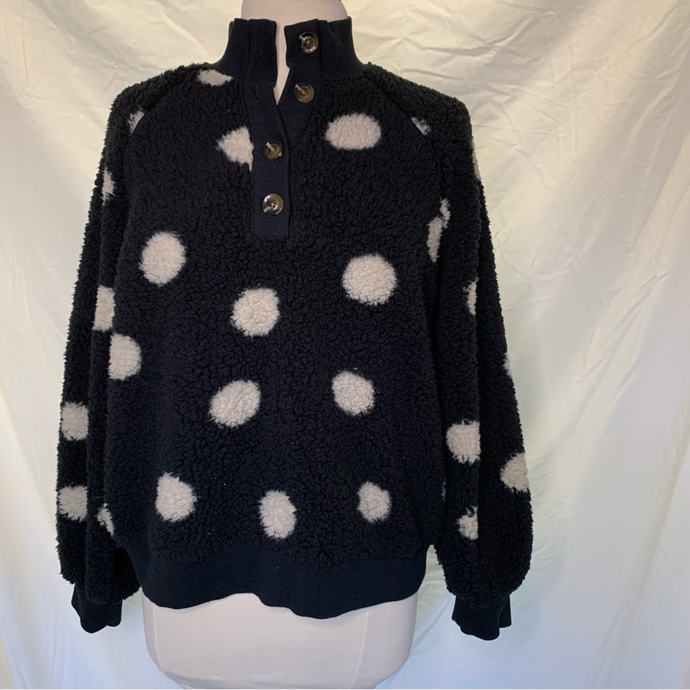 Who What Wear Size XL Black and White Polka Dotted Sherpa Teddy Jacket